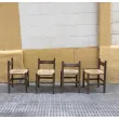 Conjunto de sillas de madera y enea