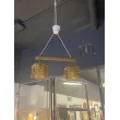 Lámpara de teca y cristal