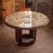 Mesa de comedor brutalista de mármol y palisandro, años 70