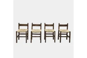Conjunto de sillas de madera y enea