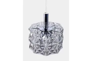 Lámpara de araña vintage geométrica con prismas de cristal de Kinkeldey