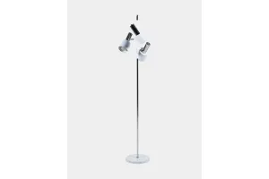 Lámpara de pie de metal cromado blanco de Koch & Lowy OMI, años 60